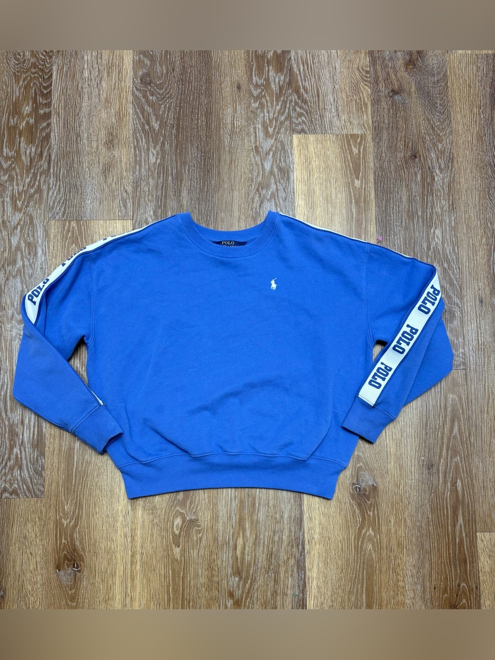 Polo by Ralph Lauren Royal Blue Crewneck Sweatshirt with Sleeve Tape